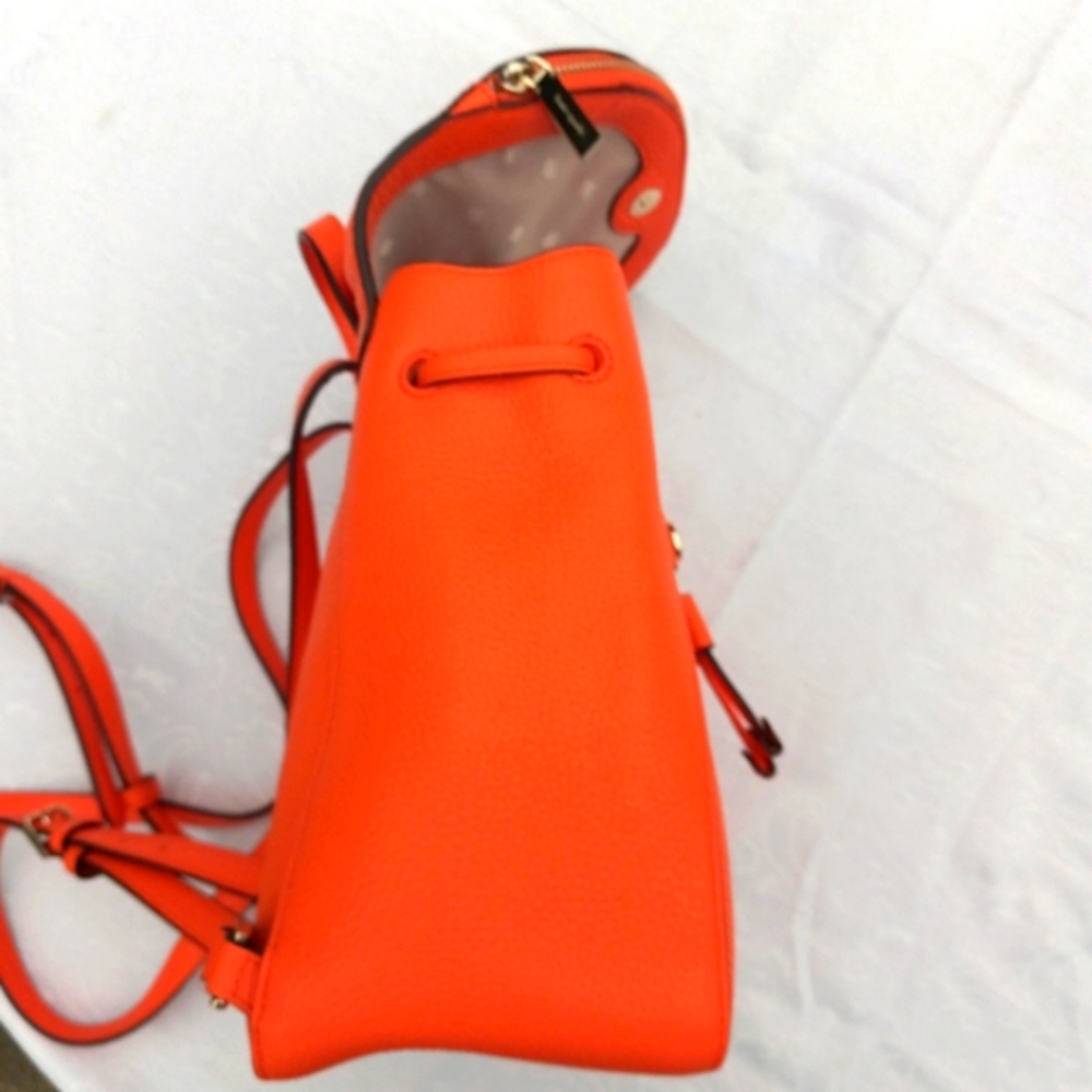 NWOT Kate Spade Leila Medium Flap Backpack 🍊 Coral Buds w/Adjustable Strap - Picture 10 of 16